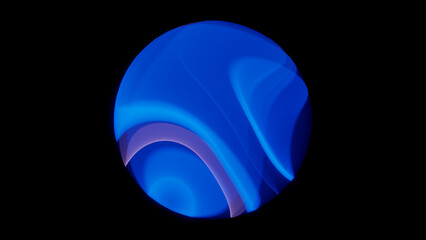 Abstract futuristic 3d sphere in Blue and Purple.  Multicolored 3d sphere on black. 