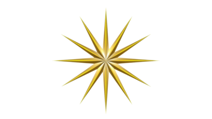 Isolated starburst gold ornament with gradient for luxury design elements, illustration