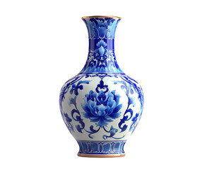 Elegant blue and white Chinese porcelain vase, hand painted oriental art object with traditional floral pattern. This antique decoration represents timeless culture