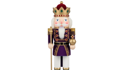 Isolated wooden nutcracker wearing royal attire a charming festive season decoration
