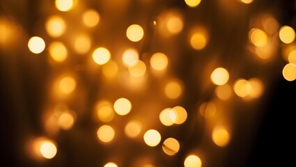 Obraz premium Bokeh Lights Abstract Background Golden Blurry Circles of Light Festive Decoration