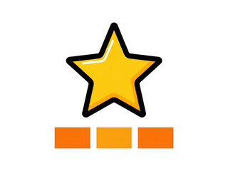 Obraz premium Yellow star rating icon with three orange bars isolated on transparent background