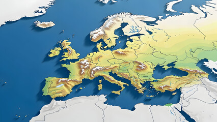 Topographic Map of Europe.