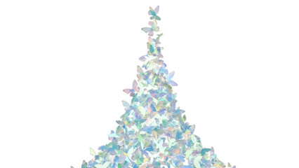 Isolated collection of butterflies, iridescent decorative swarm, magical, flying upward