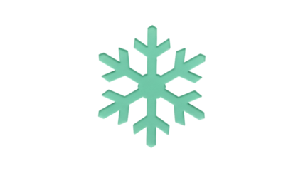 Isolated teal snowflake, winter icon in cutout style, cool design for holiday season, festive