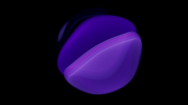 Abstract futuristic 3d sphere in Purple.  Multicolored 3d sphere on black. Seamless motion 