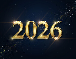 Golden 2026 Numbers on Dark Background