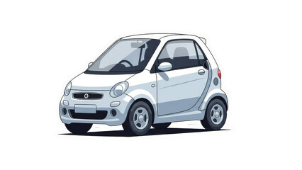 Modern white compact city car vector illustration for urban mobility.