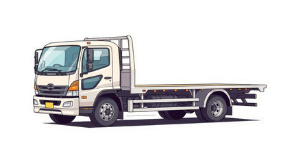 Modern white flatbed truck for heavy duty transport and logistics.