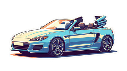Sleek blue convertible sports car with a modern design.