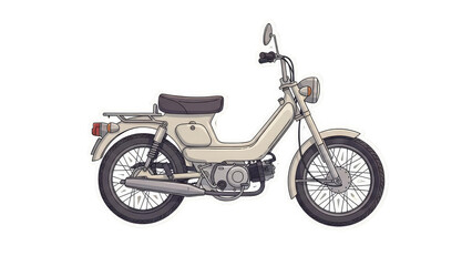 Vintage Moped Scooter Isolated on White Background.