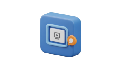 3D Video Conferencing Icon, Remote Communication, isolated on white background