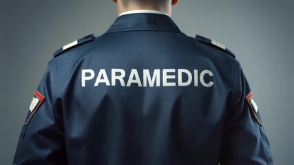 Back view of a person in a dark uniform, hinting at authority.