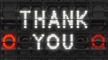 Illuminated sign displaying the message 'THANK YOU' - Powered by Adobe