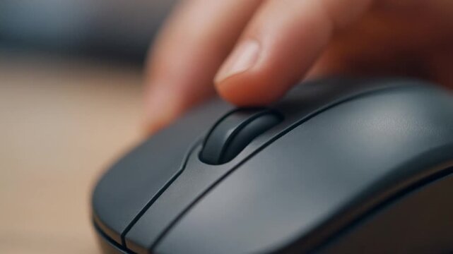 Close-up of a sleek computer mouse with a scroll wheel.
