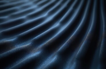 Fototapeta premium Deep blue textured waves create flowing abstract background. Fabric has subtle grain, suggesting depth, softness. This material forms elegant, smooth undulations with soft highlights, dark shadows.