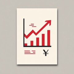 Minimalist up arrow and currency symbol data analysis chart for business report, financial PPT presentation, performance growth display, modern abstract design element on white background.
