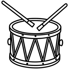 Drum with Drumsticks Musical Instrument Vector Illustration