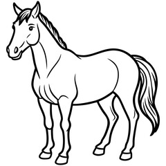 Standing Horse Side View Vector Illustration