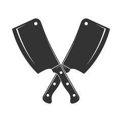 Knives for meat graphic icon. Crossed kitchen knives isolated sign on white background. Butchery symbol. Vector illustration
