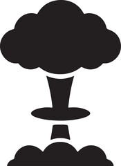 Mushroom cloud icon silhouette with rounded top narrow stem and layered base plumes vector illustration