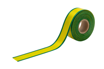 Roll of green and yellow electrical tape. Isolated on transparent background, png