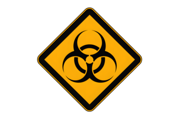 warning sign of biological hazard on a yellow diamond  . Isolated on transparent background, png