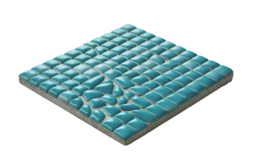 blue tiles arranged in a unique pattern  . Isolated on transparent background, png