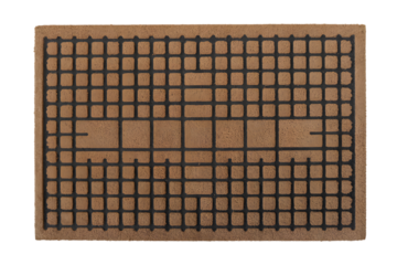 rectangular welcome mat with  brown and black grid pattern . Isolated on transparent background, png