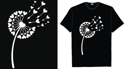 Heart Dandelion Minimal Love Nature Silhouette T Shirt Design