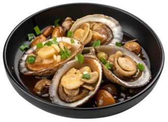 steamed abalone with garlic decoration mushroom