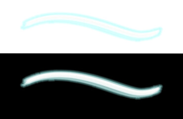 Abstract Glowing Cyan Neon Wavy Line isolated on a transparent background 
