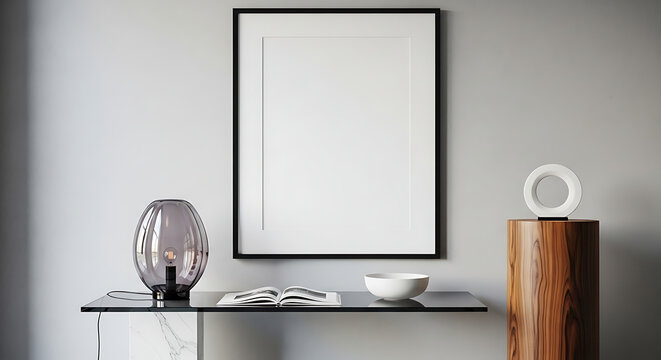 Blank frame mockup in modern living room interior design