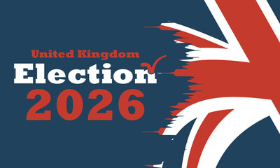 United Kingdom election 2026 banner with dramatic patriotic brush style