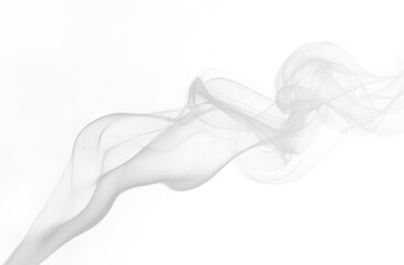 Gray smoke wisps drifting softly on a white background. Realistic smoke, fog, and cloud textures in 3D illustration style. Cutout smoke and cloud PNG image.