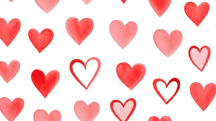 Vibrant red and pink hearts on white background for Valentine's Day Generative AI