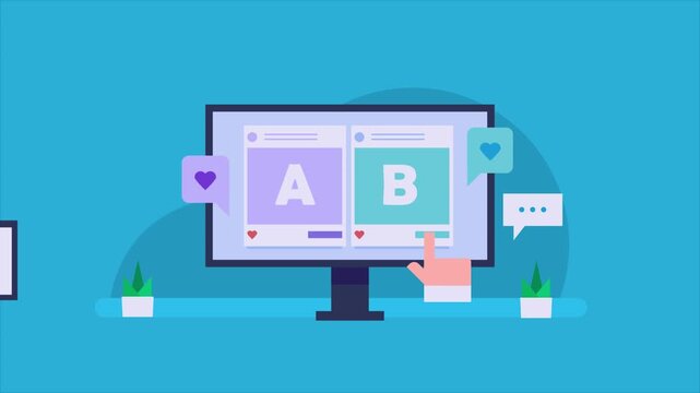 Business running AB testing campaign on social media to measure advertising success based on audience engagement and customer conversion