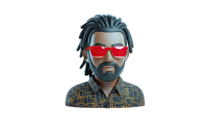 3D Cartoon Man Wearing Sunglasses on White Background