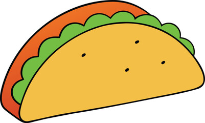 taco shell with meat filling cartoon transparent background