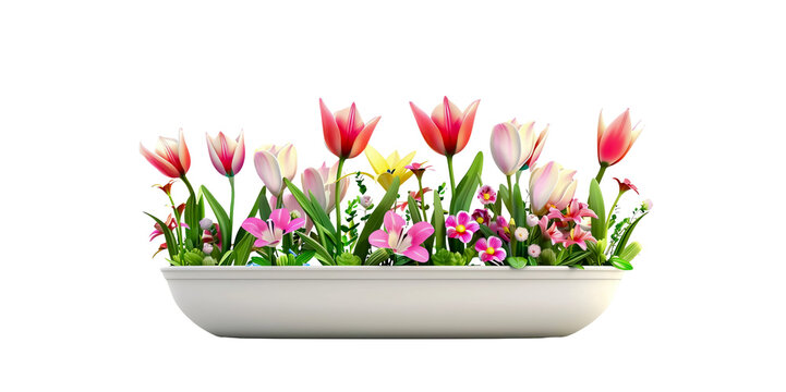 various tulips flower pot isolated - Powered by Adobe