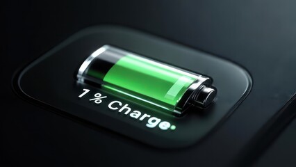 Battery Charge Indicator Showing 1 Percent Charge.
