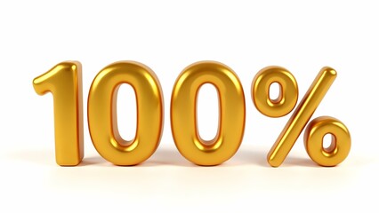 A close-up of a golden number 100% on a white background.