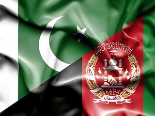 Symbolic Wavy Flags of Pakistan and Afghanistan Representing Complex Geopolitical Relationship