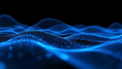 A computer generated image of a blue wave with a black background.