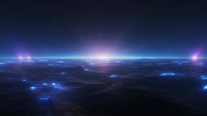 Breathtaking view of a glowing horizon over a dark, wavy landscape - Powered by Adobe