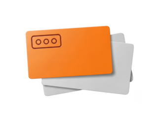 Orange and gray credit or debit cards isolated on transparent background