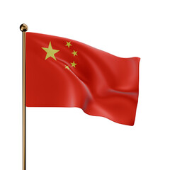 China National Flag 3D Render Isolated Transparent Background
