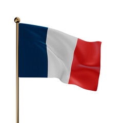 France National Flag 3D Render Isolated Transparent Background
