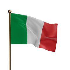 Italy National Flag 3D Render Isolated Transparent Background

