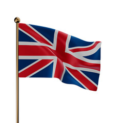 United Kingdom National Flag Union Jack 3D Render Isolated Transparent Background
